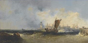 風景 Painting - ノルマンディーの港 アレクセイ・ボゴリュボフのボート船